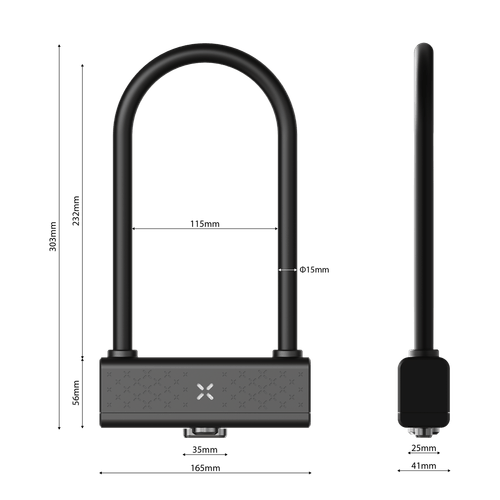 Black X Titan Rock Solid Smart U-Lock Diamond Sold Secure Rating