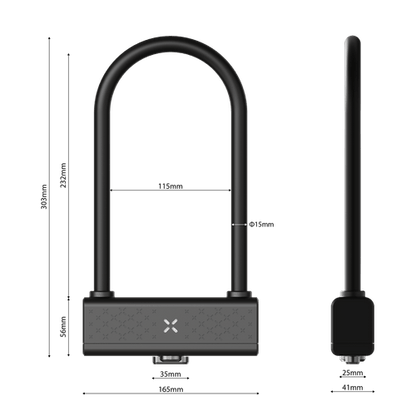 Black X Titan Rock Solid Smart U-Lock Diamond Sold Secure Rating
