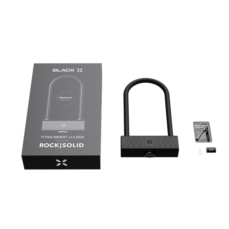 Black X Titan Rock Solid Smart U-Lock Diamond Sold Secure Rating